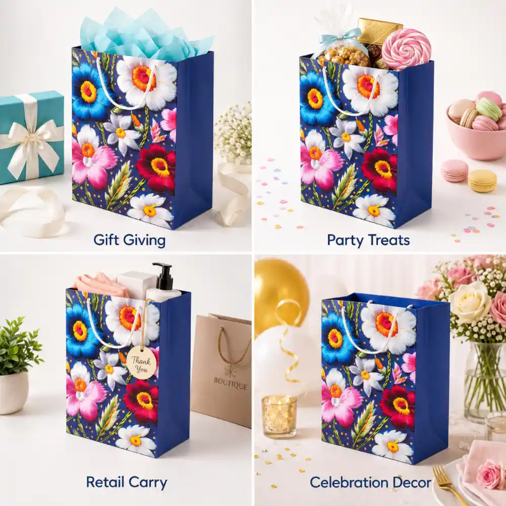 Deluxe Floral Wreath Premium Paper Gift Bag – 32Cm