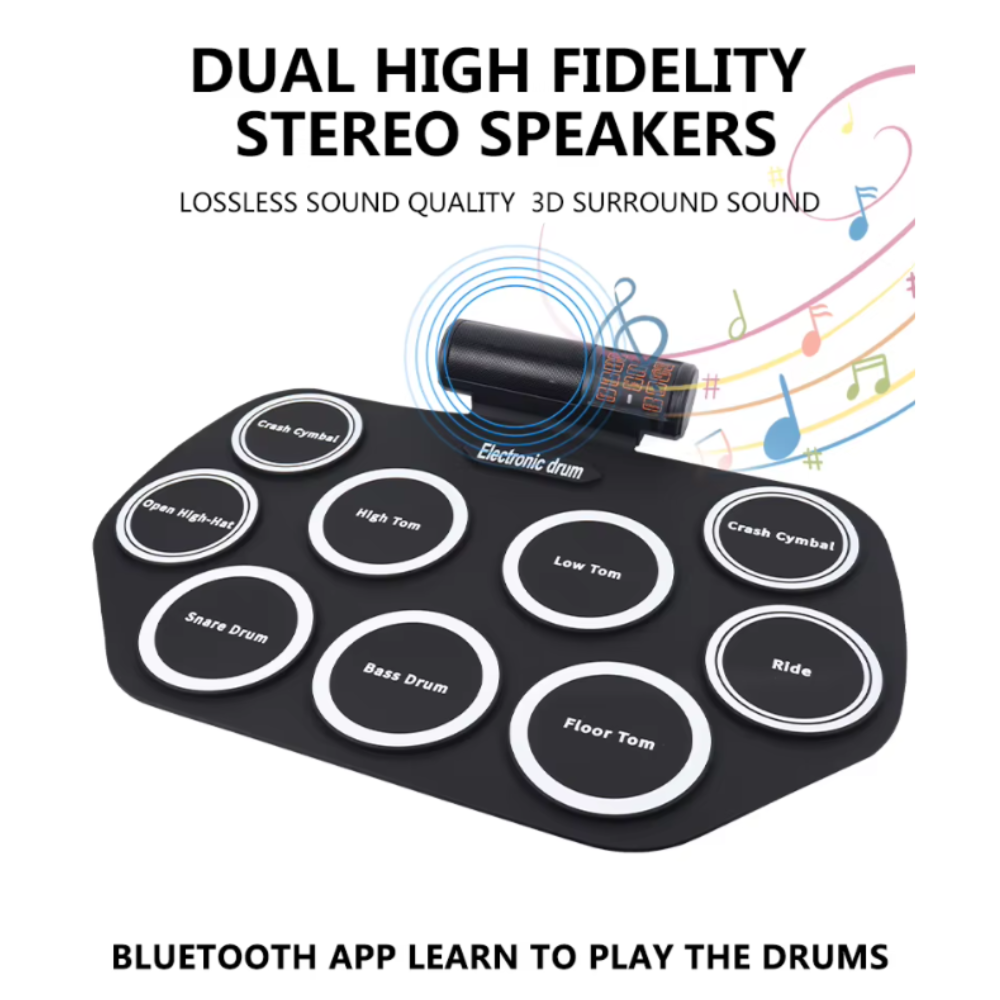 Roll Up Portable Foldable Drum Kit | Beginner Electronic Percussion Pad