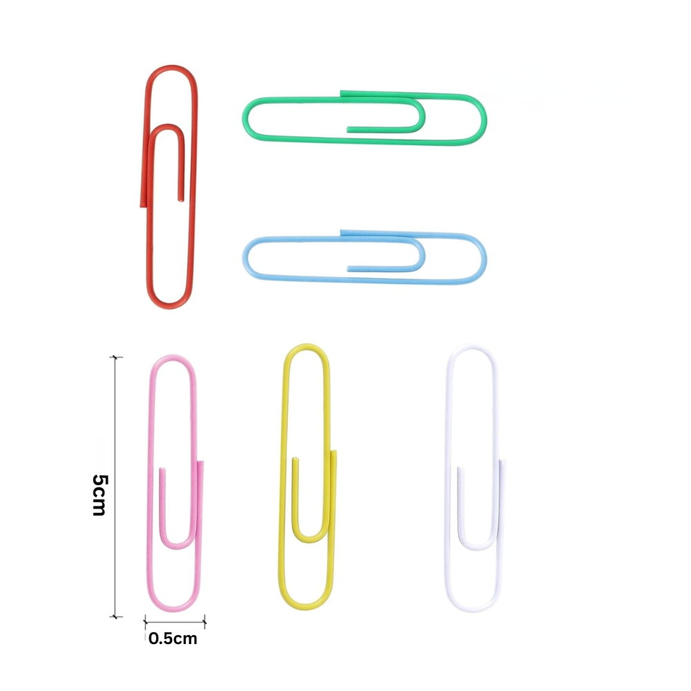 Premium Jumbo Multi-Color Paper Clips (50mm) - 6 Compartment Organizer Jar