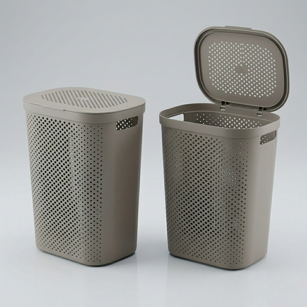 Multipurpose Ventilated Storage & Laundry Basket With Lid
