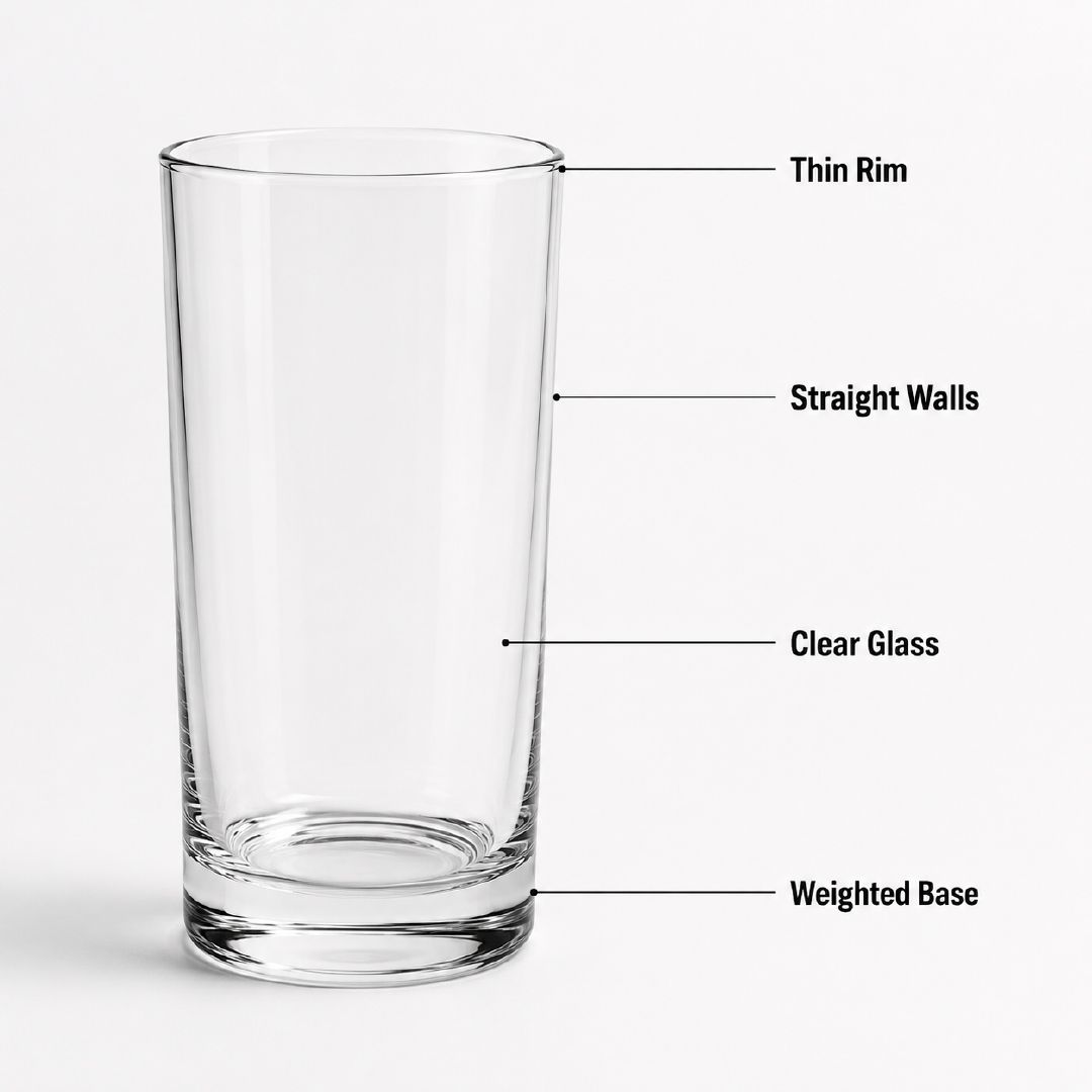 Bespoke Clear Glass Highball Tumbler With Straight-Walled Design Thick Base, 15X6Cm