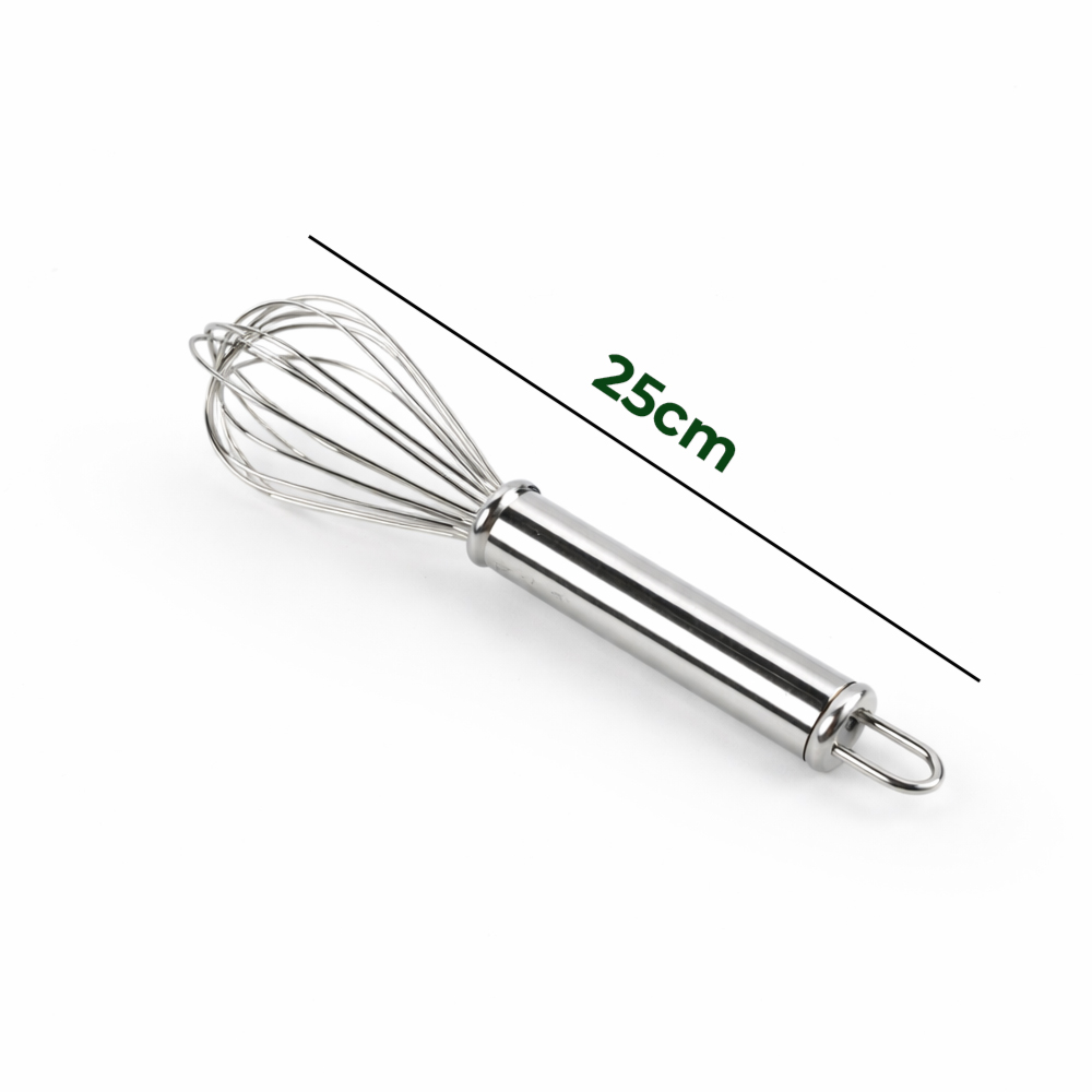 25cm Stainless Steel Hand Egg Beater Whisk – Kitchen Mixing & Baking Tool