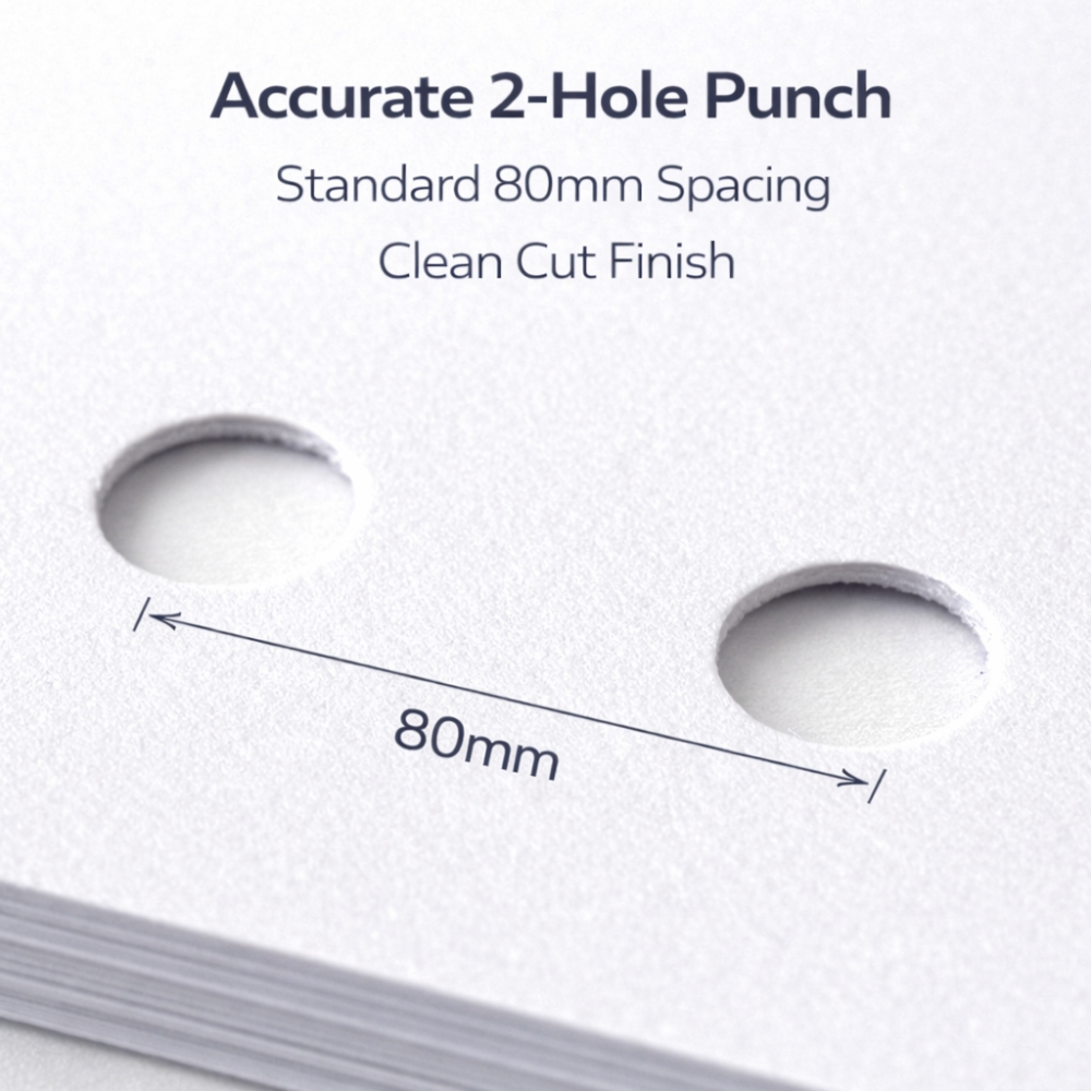 Heavy Duty Metal Double Hole Punch – Compact 10cm (80mm Spacing)