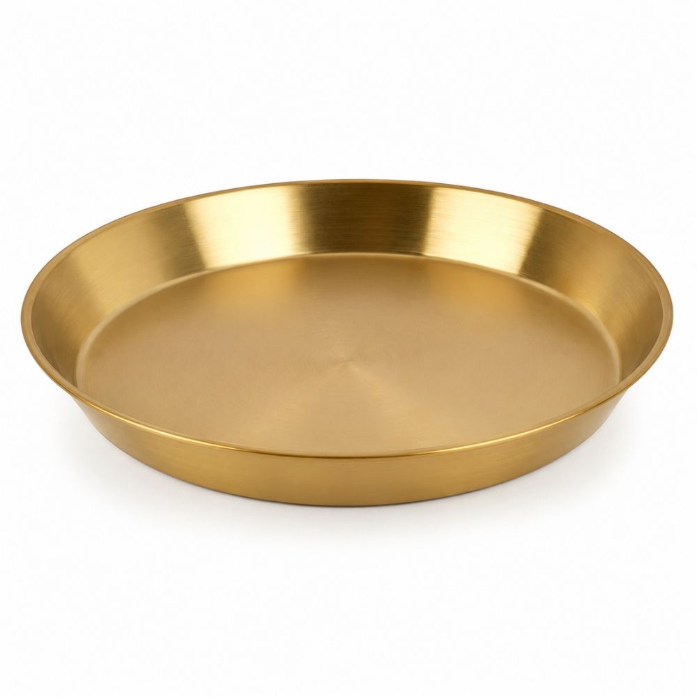 Authentic Deep Round Stainless Steel Serving Tray – Finish (34X4Cm)