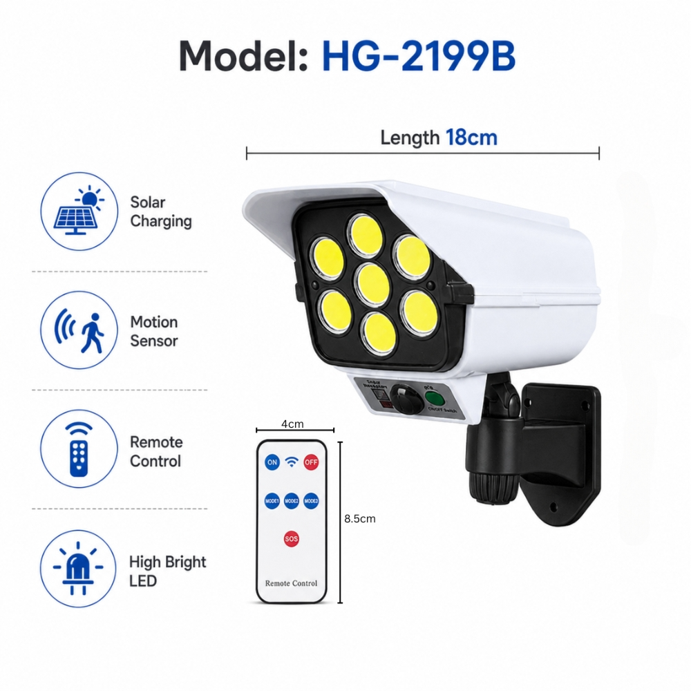 Advanced Smart Solar Powered Motion Sensor Security Flood Light With Remote Control