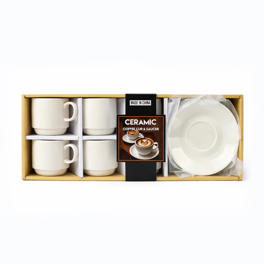 Luxury 12 PCS Ceramic Cup & Saucer Set – Elegant Tea & Coffee Serving Set with Elegant Gift Box Packaging