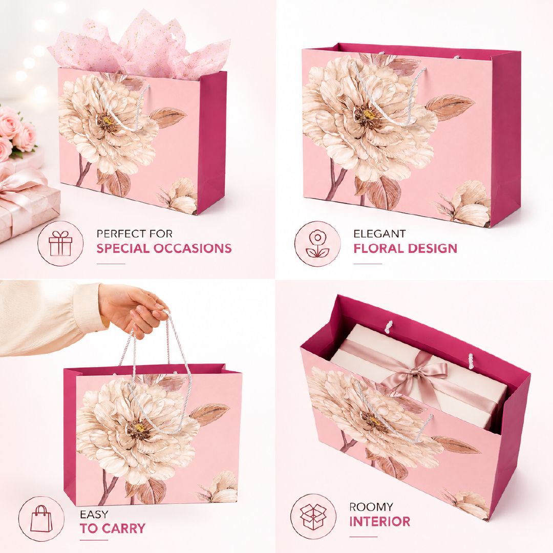 Elegant Floral Paper Gift Bag – (32Cm)
