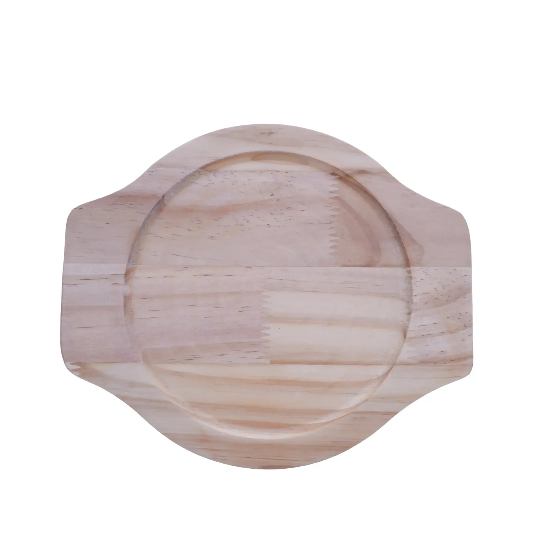 Iron Sizzler Plate with Wooden Base, Heavy-Duty & Reusable (Round Shape)