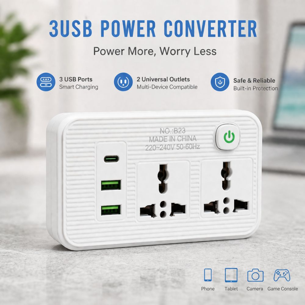 Vitalizing Versatile Desktop Power Strip – Multiple Outlets Usb Ports – (13.5X7.5Cm)