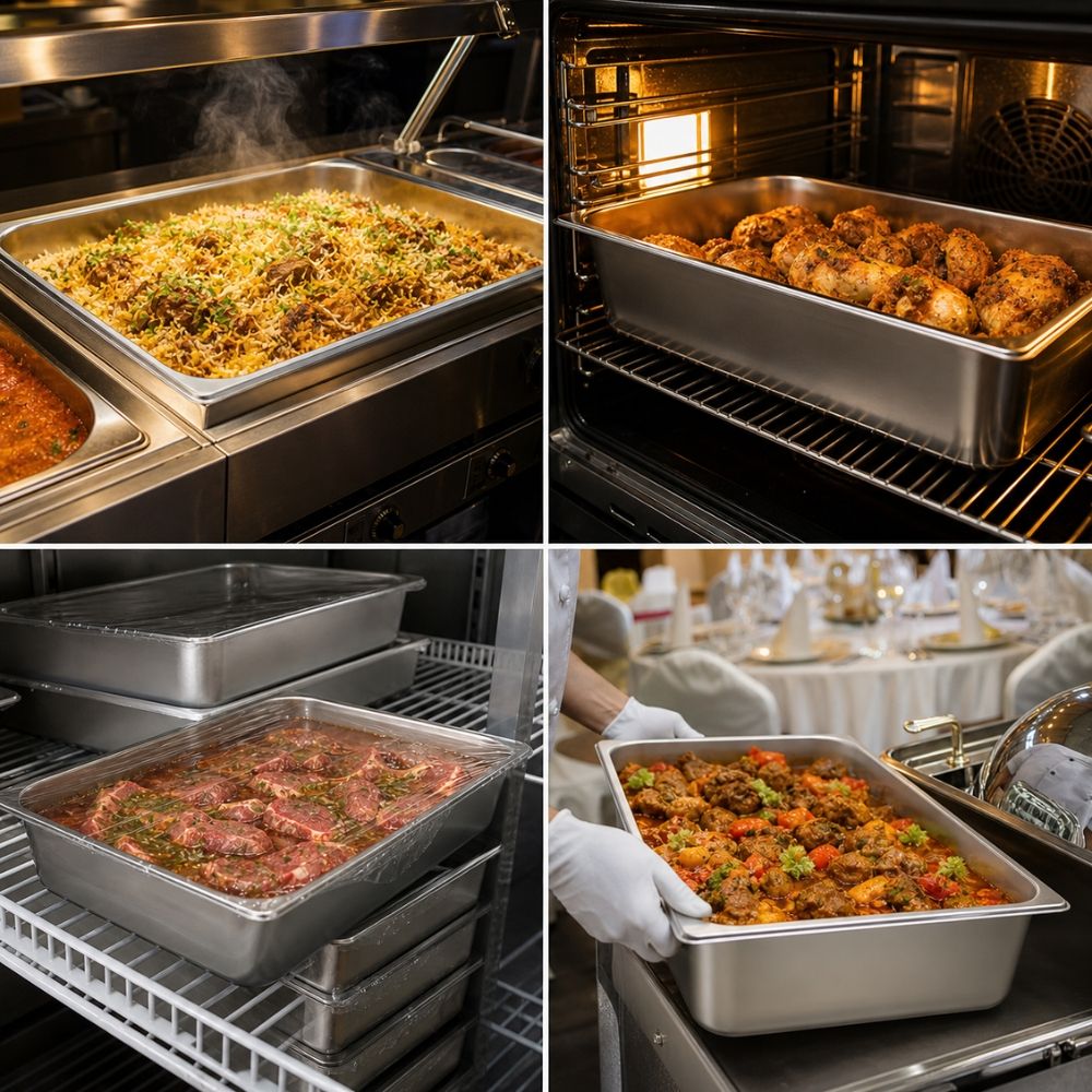 Professional Grade Commercial Stainless Steel Deep Hotel Pan Gastronorm Gn 1 / 1 Food Container