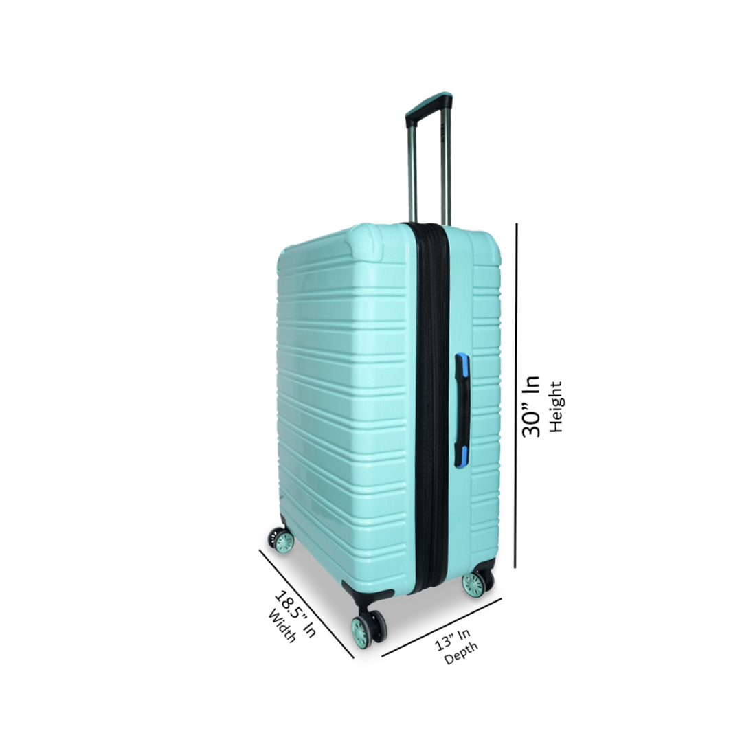 Hard Shell Trolley Suitcase – Mint Blue / Aqua Extra-Large Check-In Travel Luggage