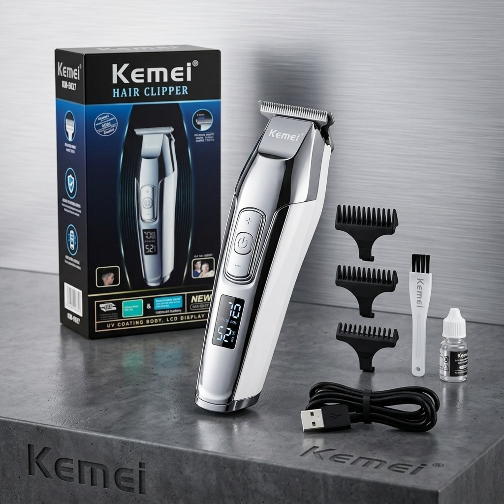 Kemei KM 5027 Professional Cordless Hair Clipper & 0mm Baldhead Trimmer
