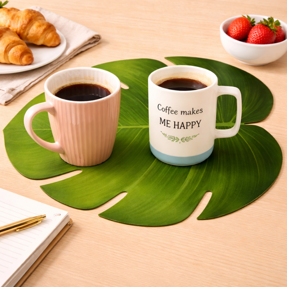 Premium Monstera Leaf Table Mat 47cm x 38cm – Tropical Green Decorative Dining Placemat for Home & Kitchen