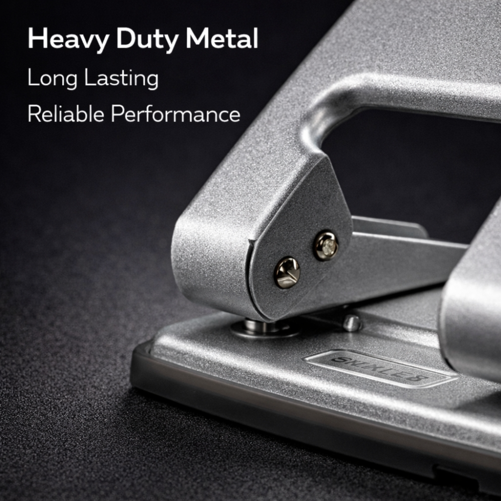Heavy Duty Metal Double Hole Punch – Compact 10cm (80mm Spacing)
