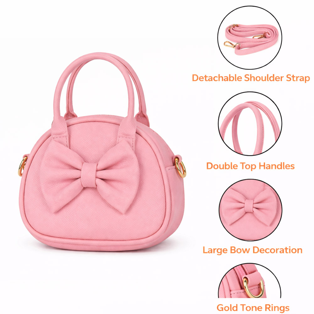 Girls Elegant Bow Handbag With Detachable Crossbody Strap