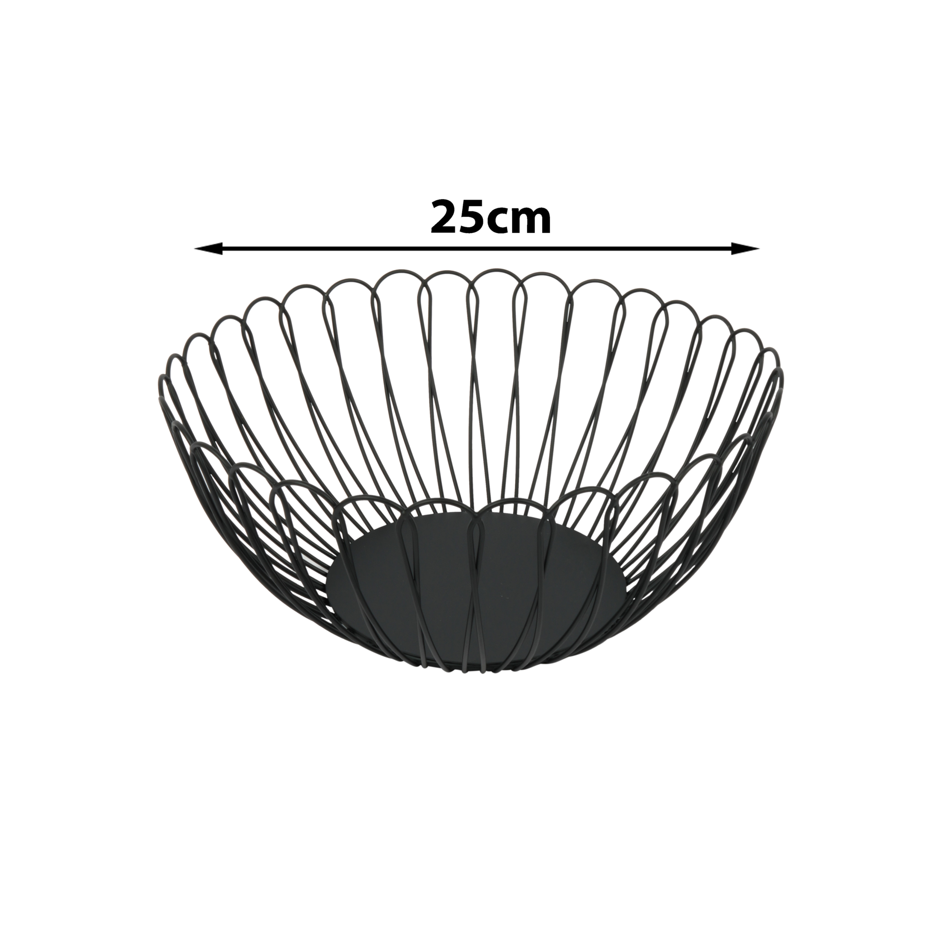 Modern Metal Fruit Basket – 25 cm (Black)