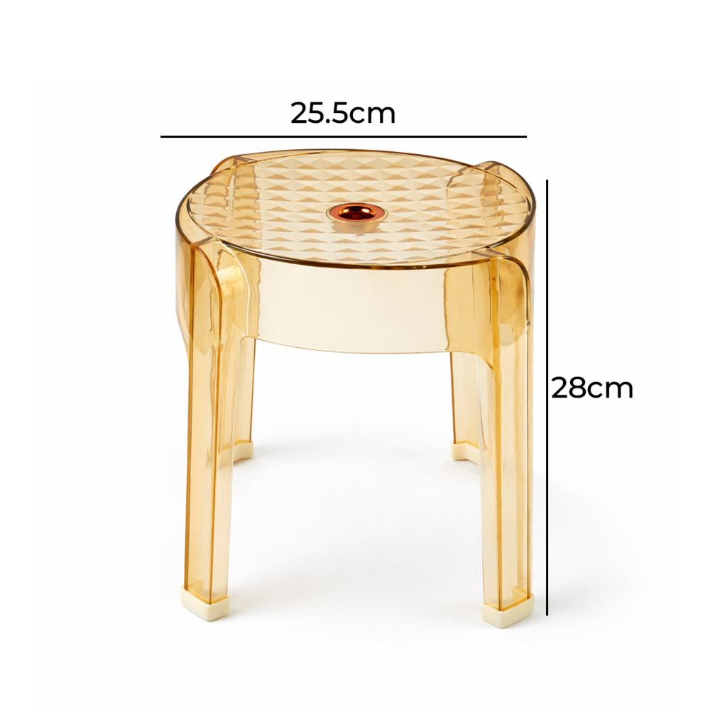 Modern Acrylic Stacking Stool space-saving stackable design(Height: 28cm)-Amber Gold