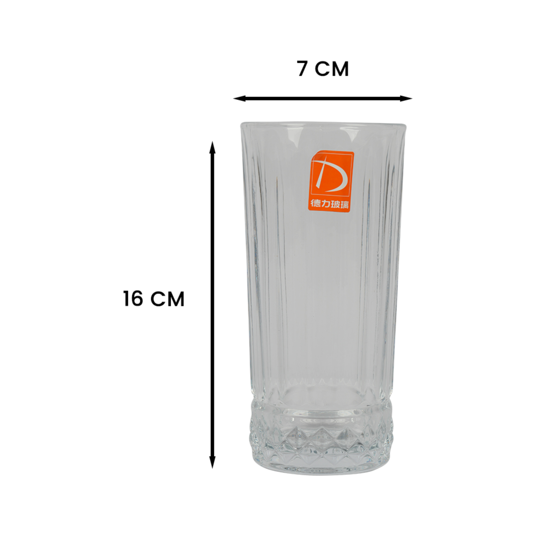 Sleek Glass Tumbler | 16cm Clear Water & Juice Glass