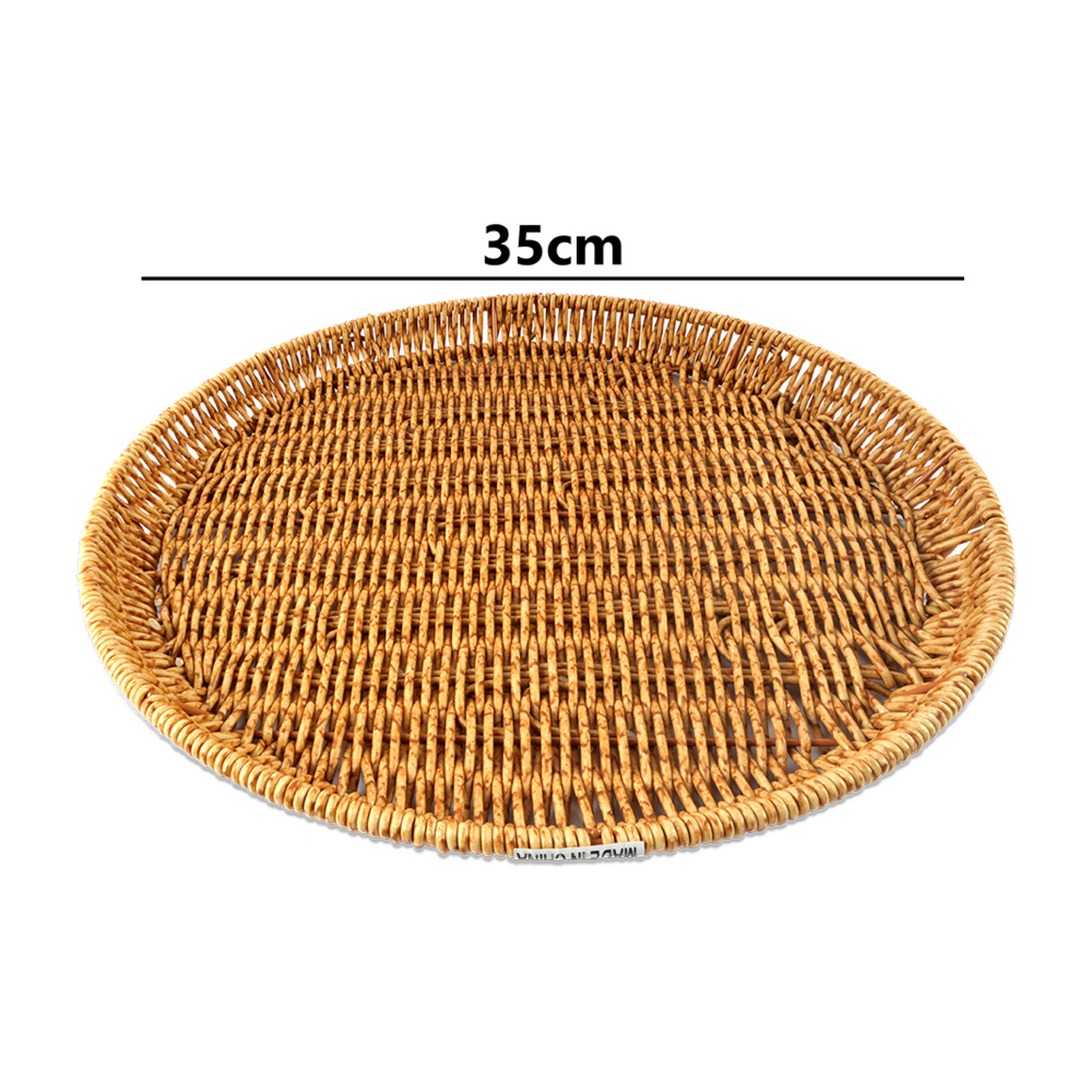 Premium Synthetic Fiber Round Serving Tray 35CM | Durable Woven Table Tray | Elegant Serving & Decorative Use
