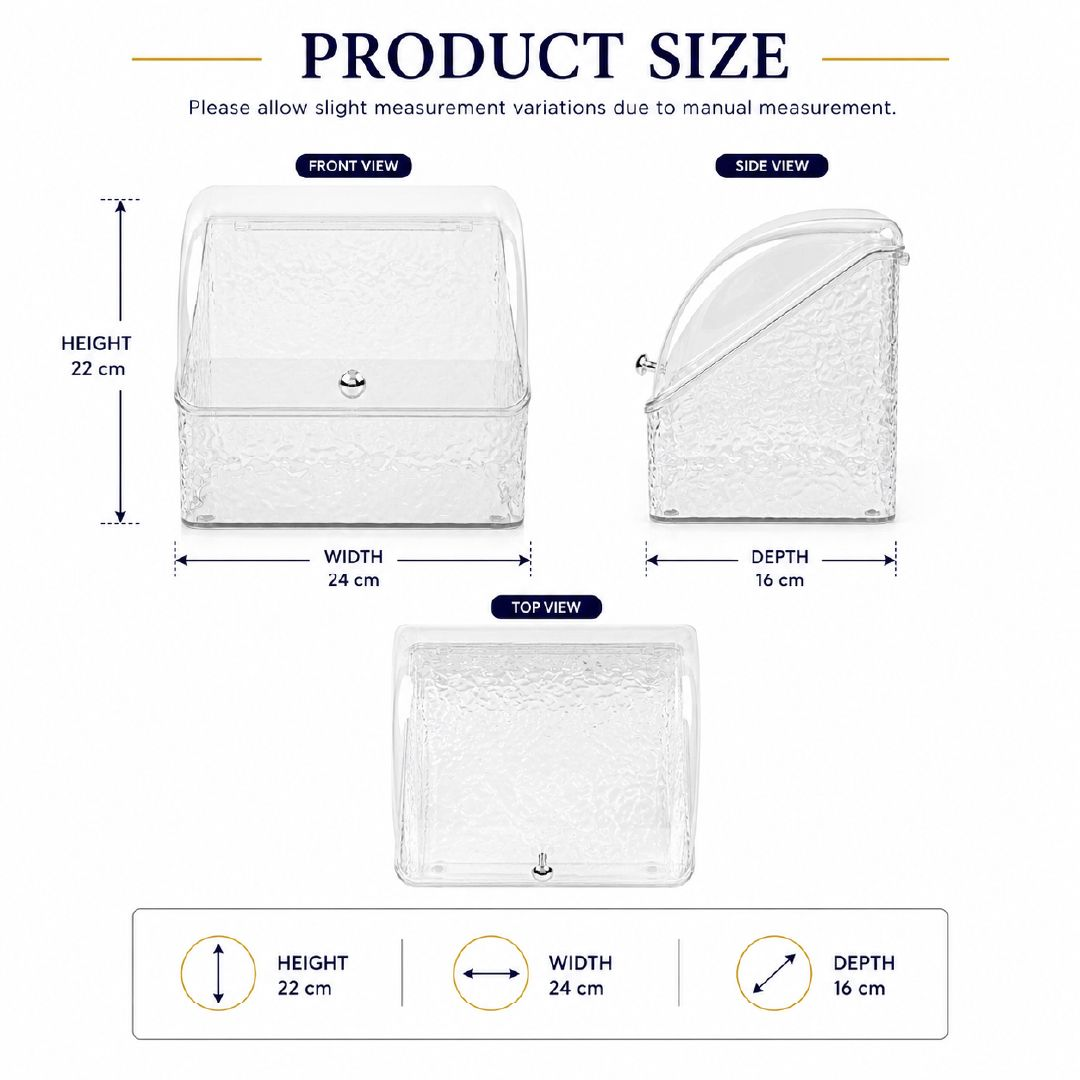 Elegant Clear Acrylic Makeup Organizer Vanity Display Box With A Textured Design – Transparent