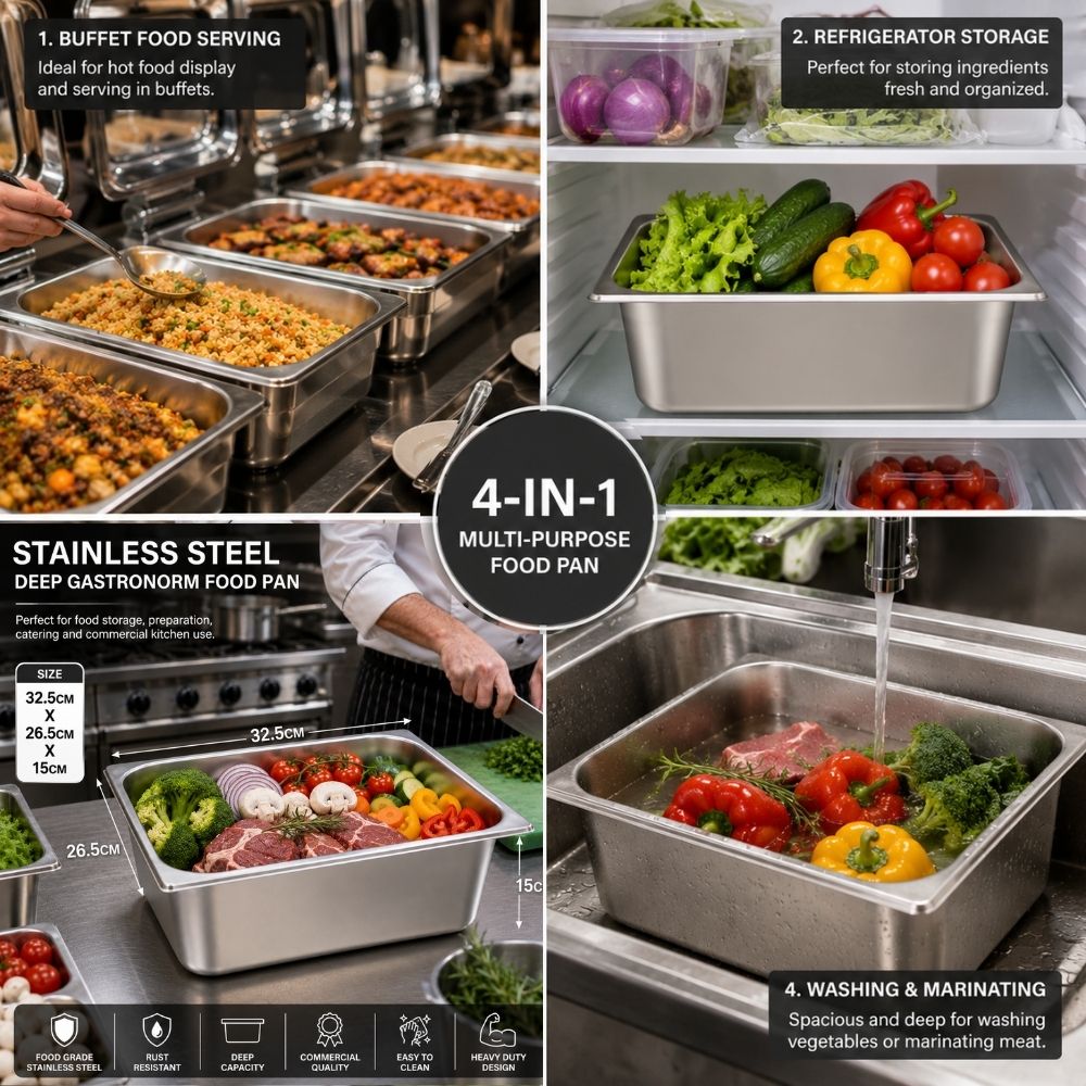 Premium Deep Gastronorm Stainless Steel Professional Food Storage And Service Pan