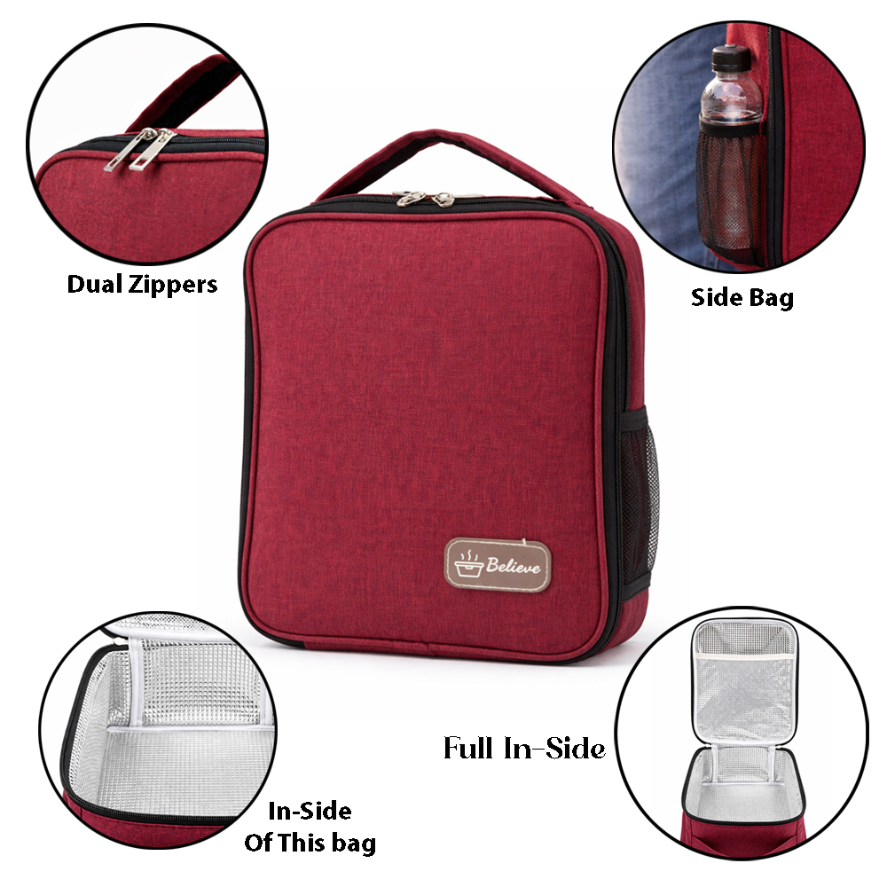 Premium Thermal Insulated Lunch Bag With Side Bottle Holder
