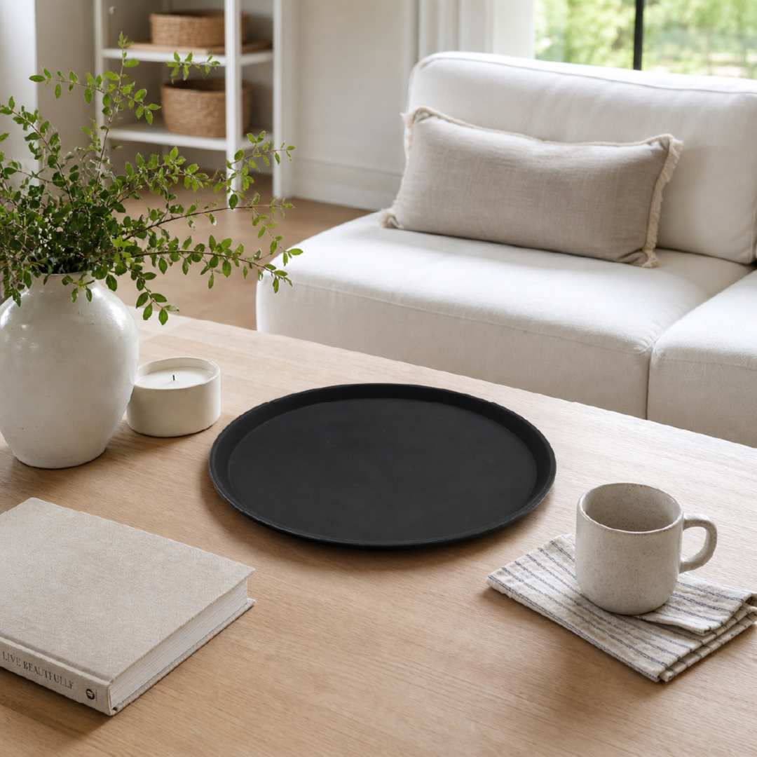 Premium Non Slip Round Serving Tray For Restaurant And Home Use