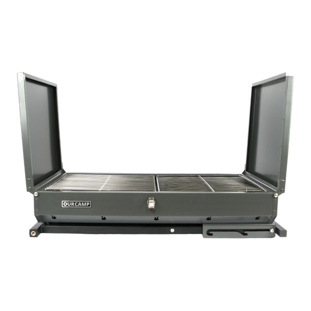 2-in-1 Outdoor BBQ Grill: Foldable Cart, Side Table & Wheels
