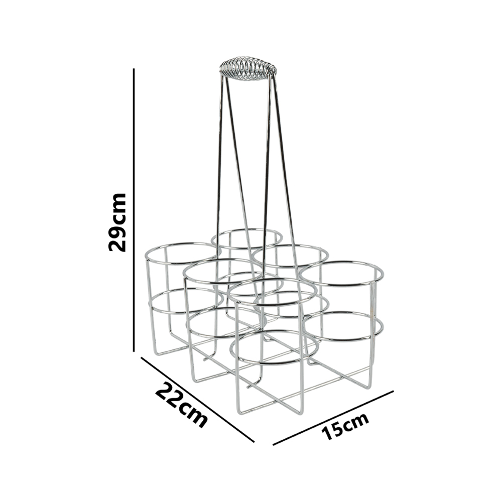 Stainless Steel Tea Cup Carrier Stand – 6 Cup Holder Organizer for Serving & Storage (22 × 15 × 28 CM)