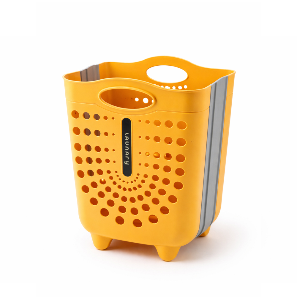 Portable Plastic Laundry Basket with Handle – Ventilated Clothes Storage Basket (42cm x 23cm x 35cm)