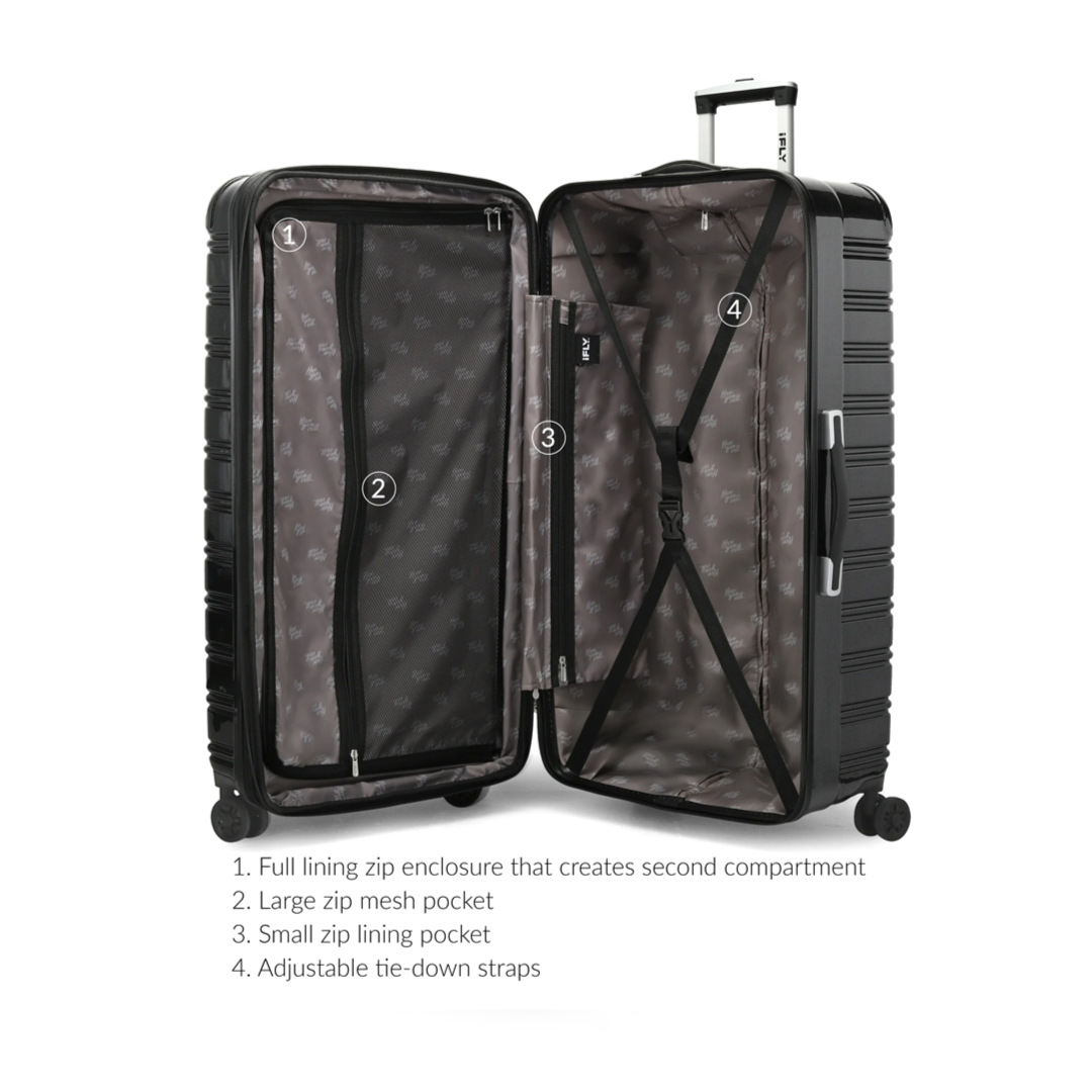 Hard Shell Trolley Suitcase – Black | Extra Large Check-In Travel Luggage