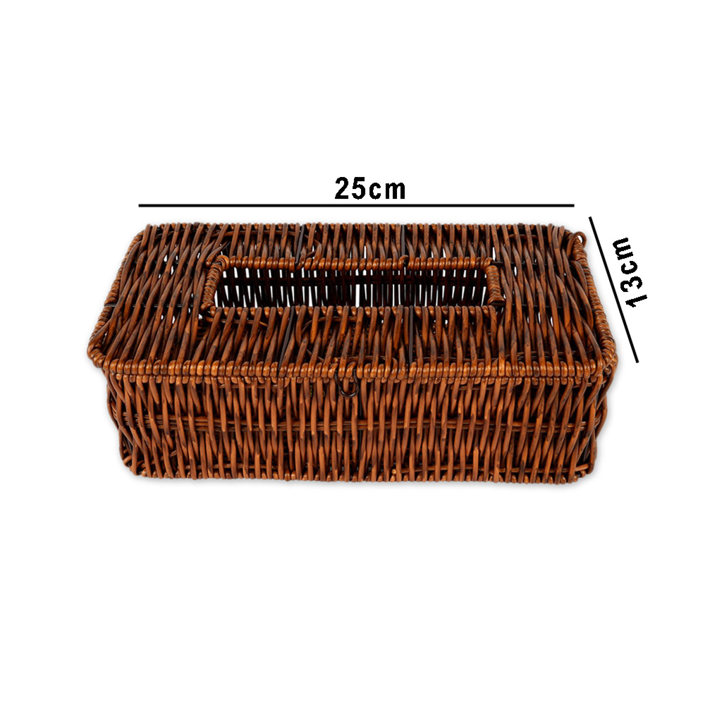Decorative Woven Rattan Rectangular Tissue Box Holder (25x13CM)