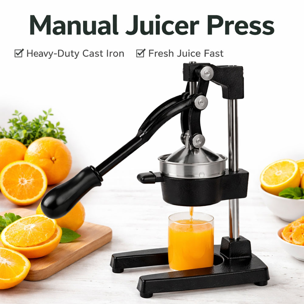 Heavy Duty Cast Iron Juicer  Silver/Black Easy to Clean