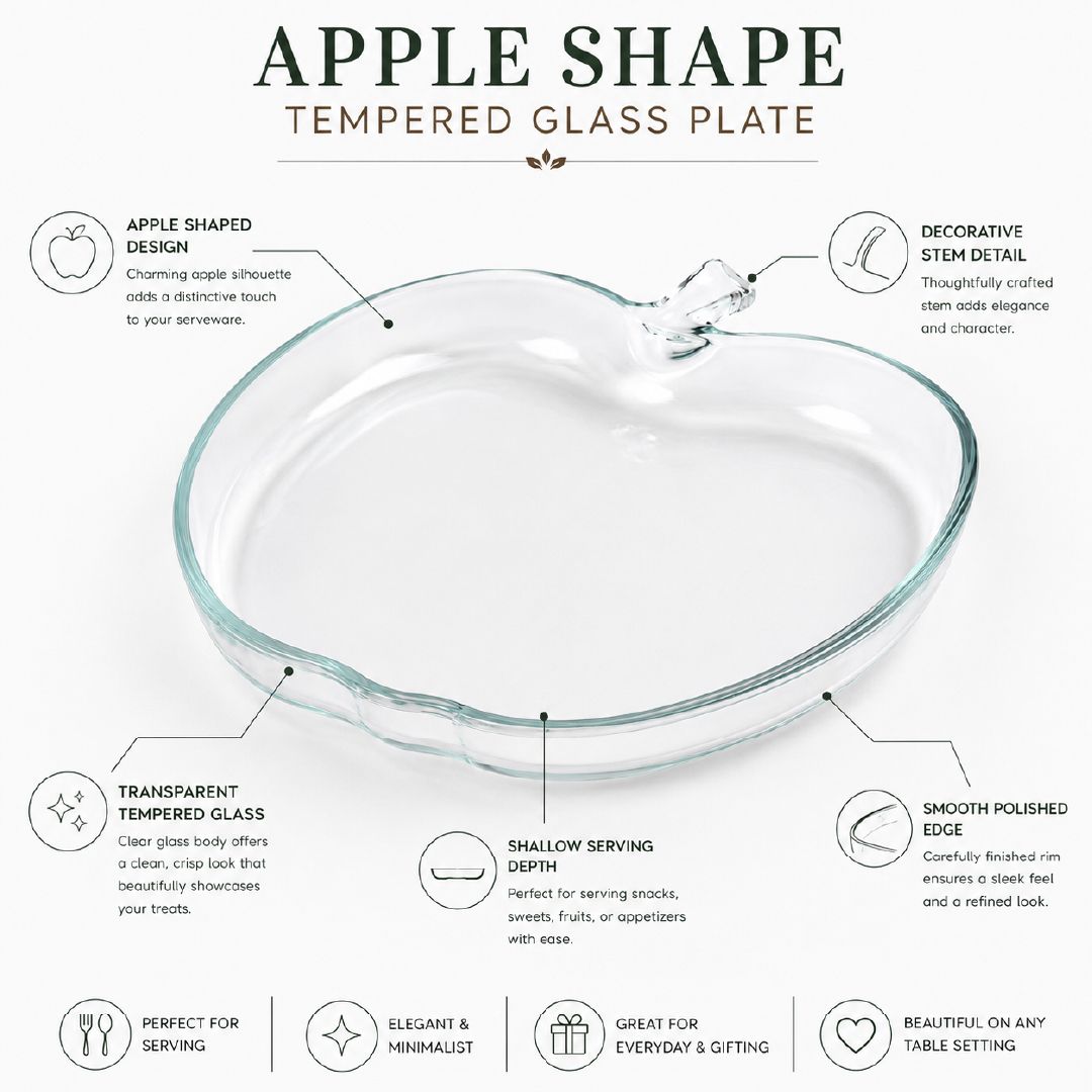 High-Performance Clear Glass Apple-Shaped Serving Dish – 24 X 23 Cm – Transparent
