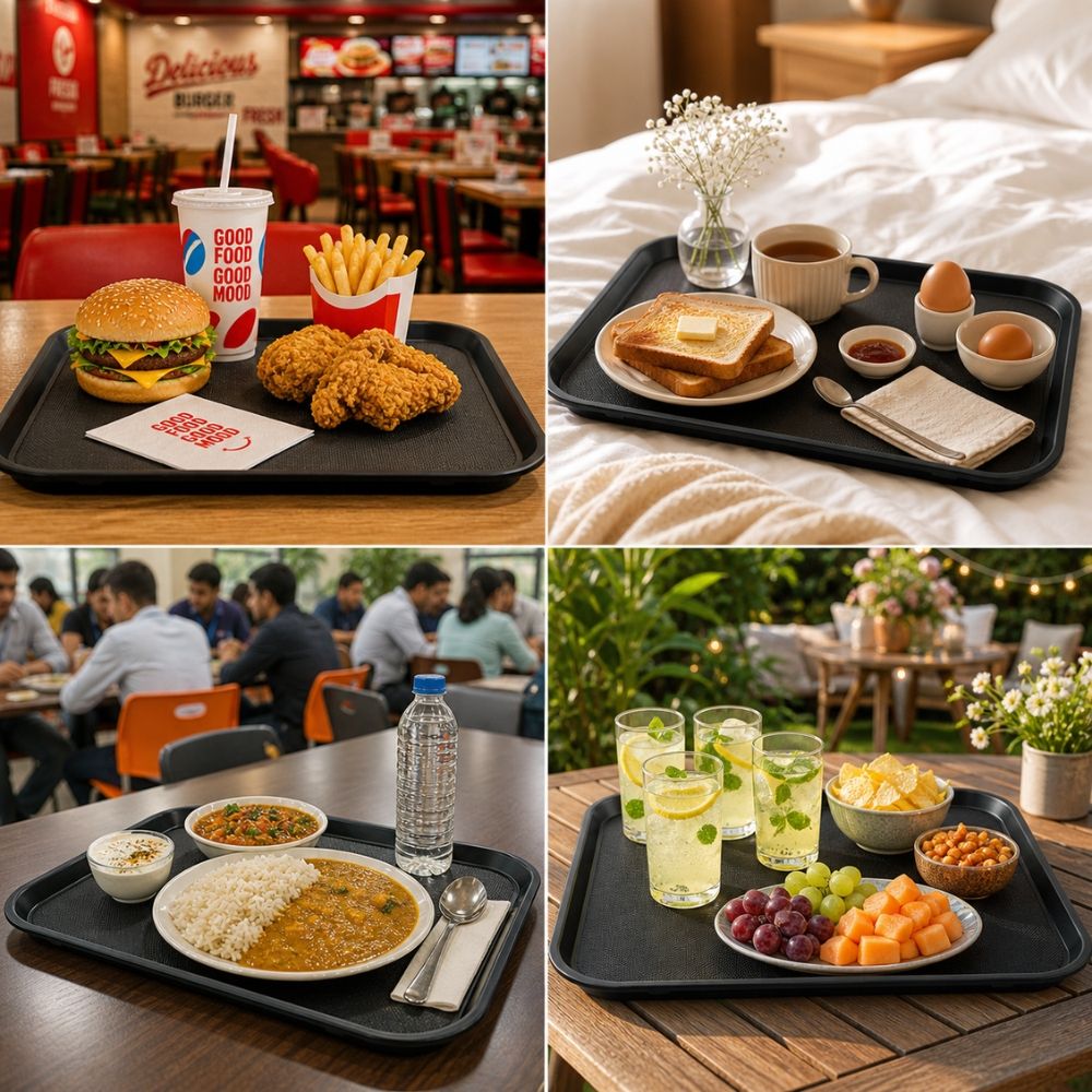 Premium Non Slip Rectangular Serving Tray For Fast Food And Home Dining