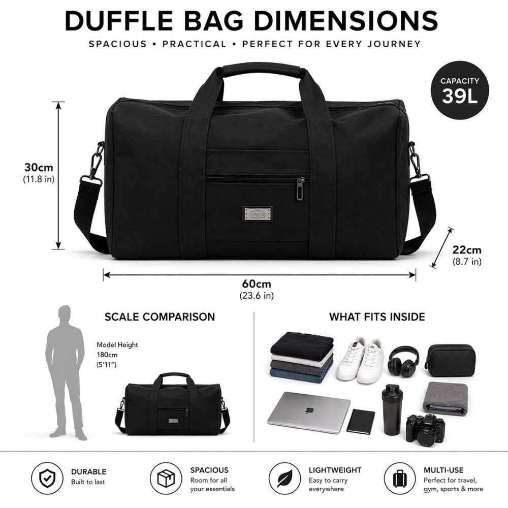 Premium Waterproof Gym And Travel Duffle Bag With Shoe Compartment
