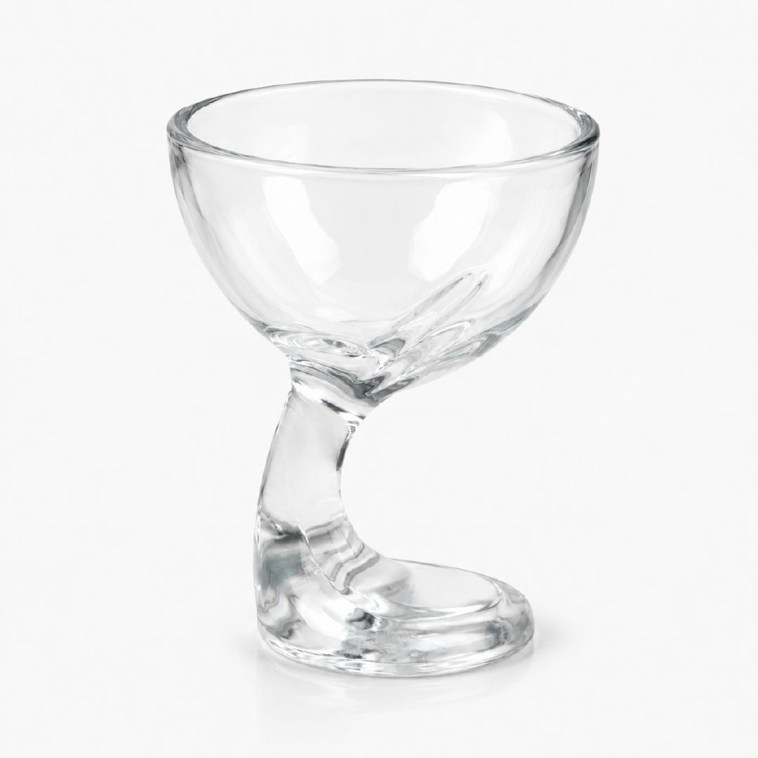 Sustainable Luxury Gravity-Style Dessert Bowl With Unique Stem Design, Transparent, 14 X 11 Cm