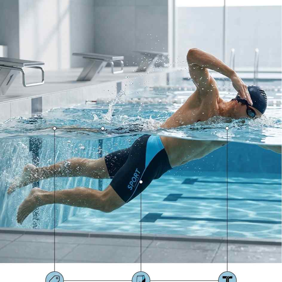 MEN HIGH PERFORMANCE ATHLETIC SWIM JAMMERS