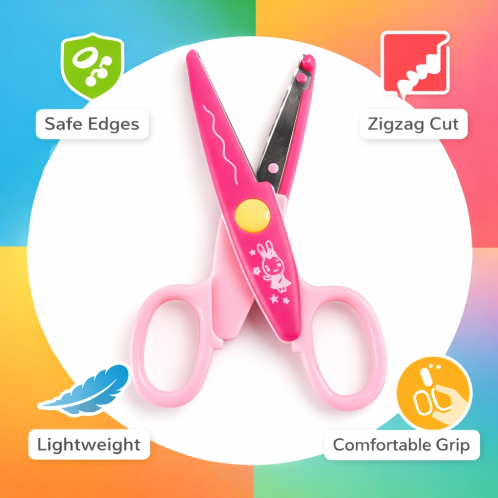 Crazy Jumbo Zig Zag Paper Cutting Scissors Assorted Colour