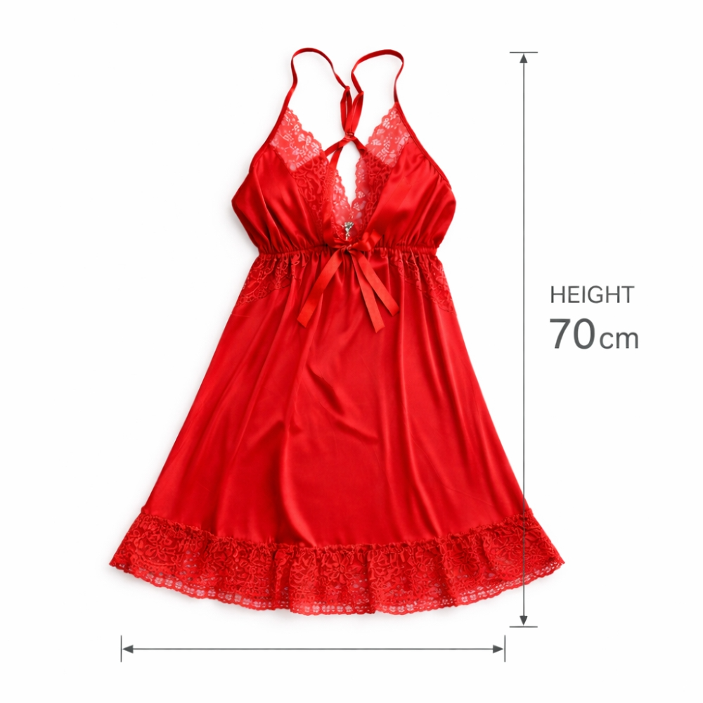 Women’S Lace Trim Nightgown – Soft Sleeveless Sleep Dress With Elegant Lace Hem For Nightwear Polyester Fabric (Height 70Cm)