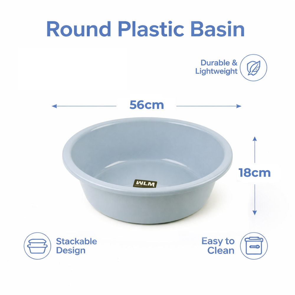 Extra Large Plastic Wash Bowl – Heavy Duty Multi-Purpose Kitchen Basin (56cm)