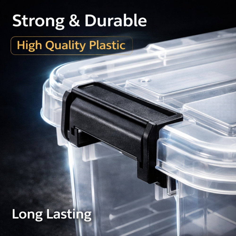 Multi Purpose Transparent Storage Box with Secure Lid 7L