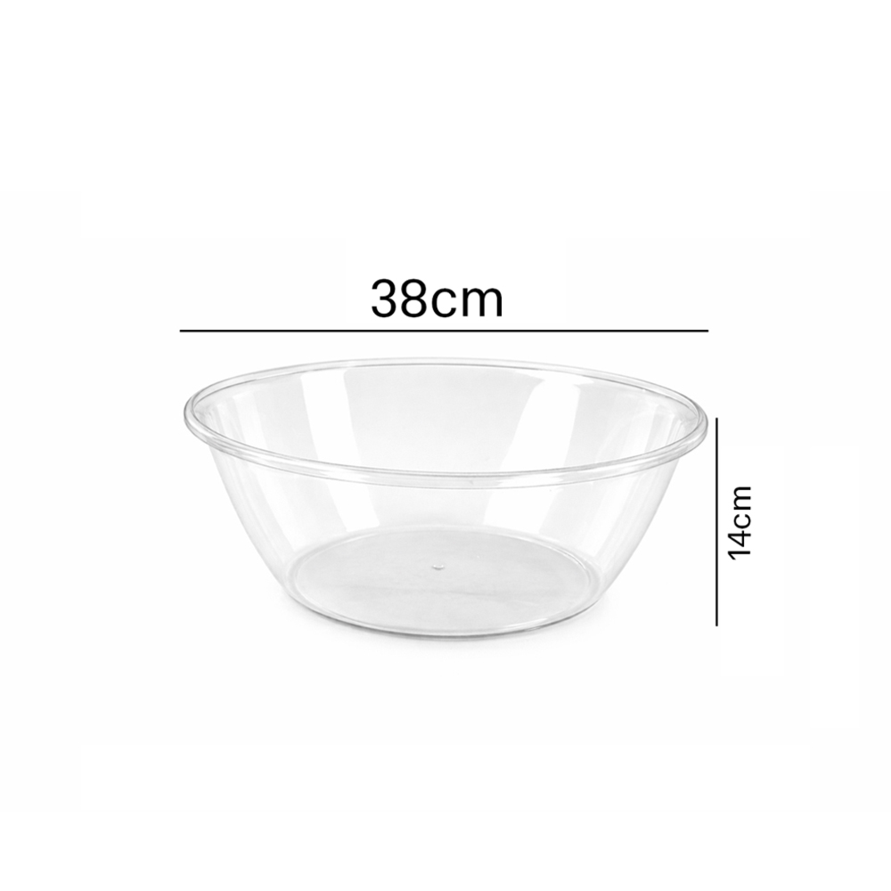 Premium Large Multipurpose Transparent Crystal Clear Plastic Wash Basin Bowl 38cm