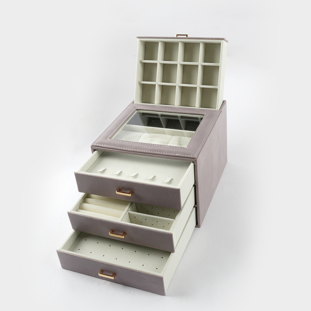 Luxury Multi-layer Jewelry Organizer Box With Mirror & Drawers – Elegant Storage Case For Rings, Earrings & Accessories (23cm X 20cm X 16cm)