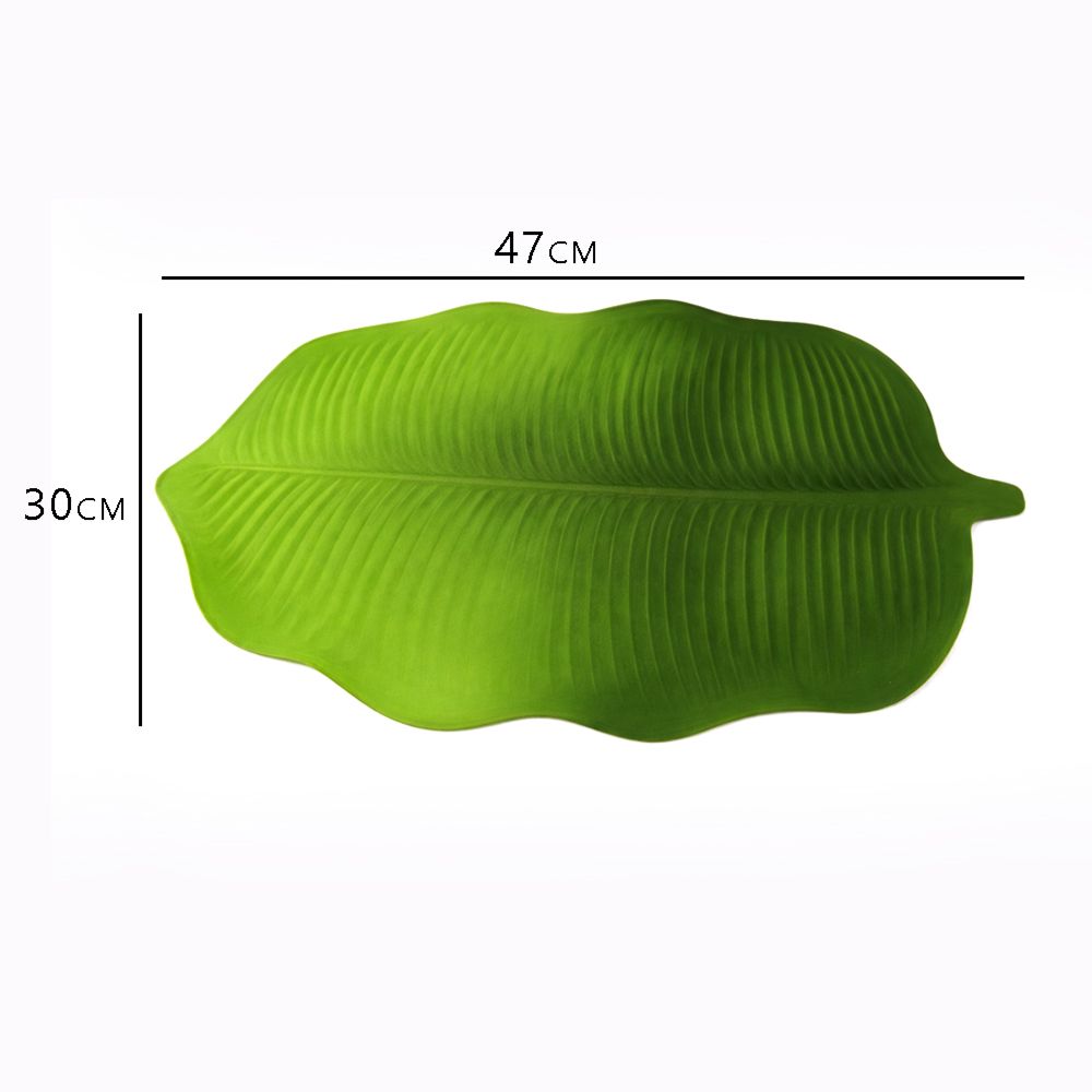 Premium Green Leaf Design Table Mat 47cm x 30cm – Ribbed Decorative Dining Placemat for Home & Kitchen