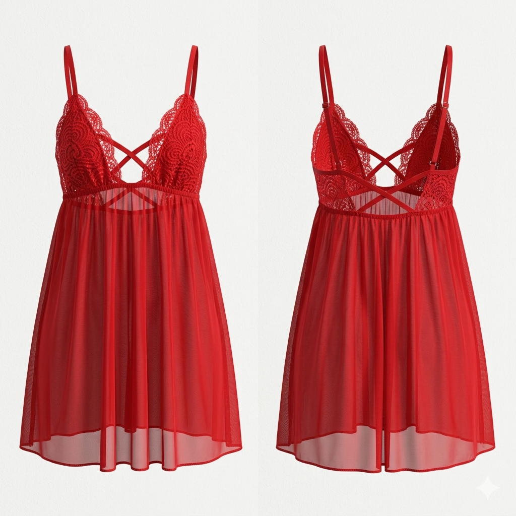 Women’s Lace Strap Nightgown – Soft Sleeveless Sleep Dress With Elegant Lace Top For Comfortable Nightwear Polyester Fabric (Height 55cm