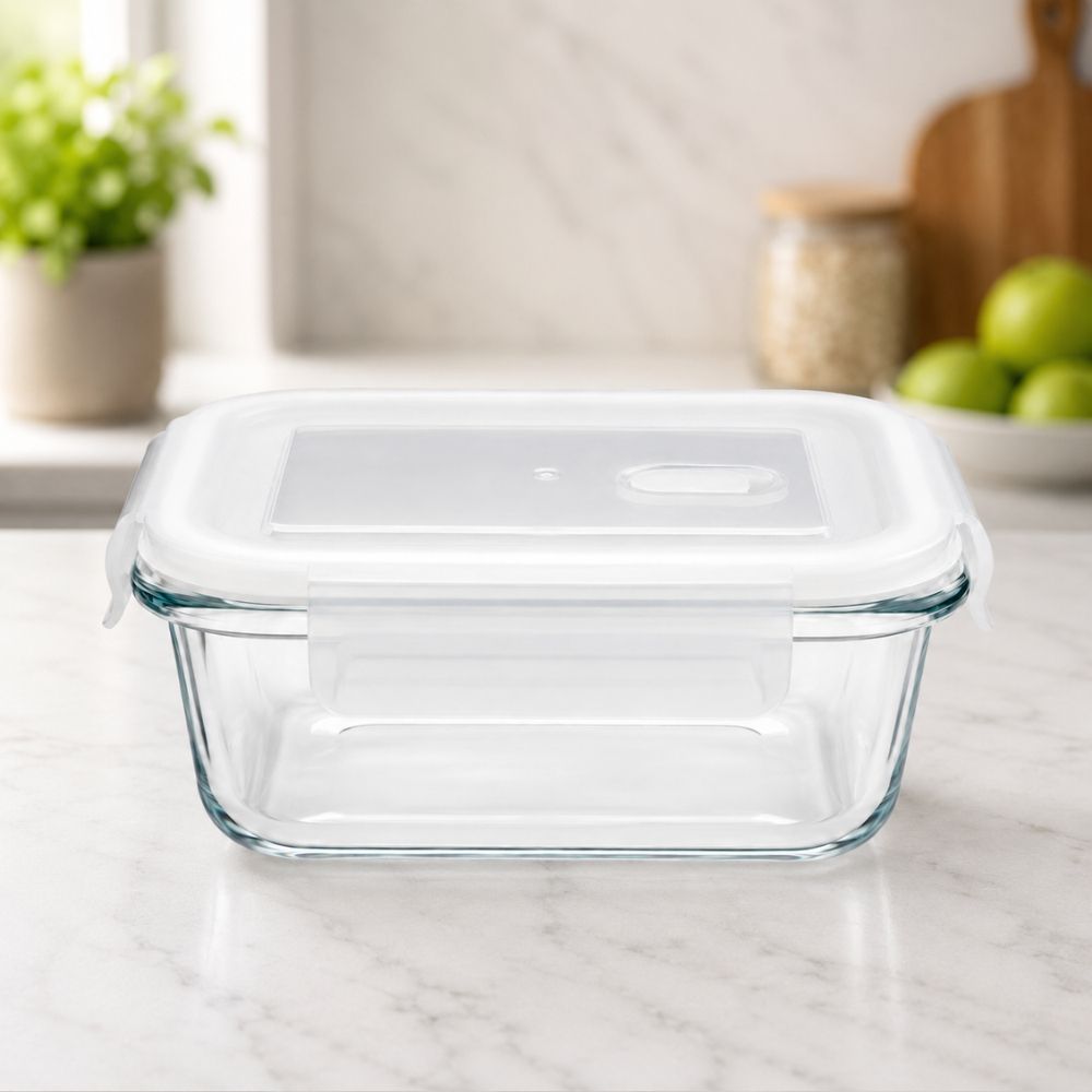 Premium Airtight Borosilicate Glass Food Storage Container With Steam Release Vent And Leakproof Locking Lid