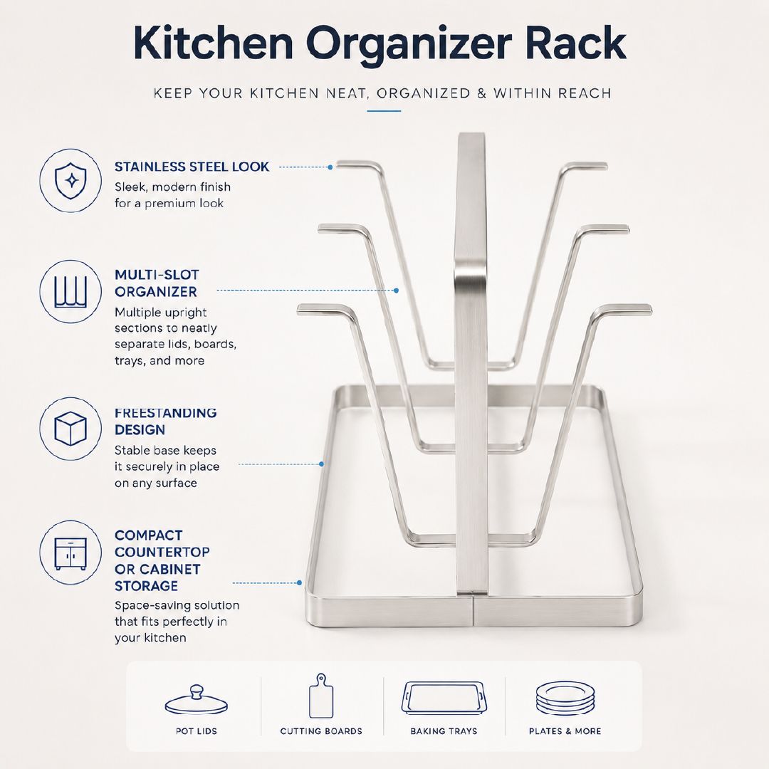 Eco-Conscious Stainless Steel Cup Drying Rack And Tumbler Organizer With Six Hooks