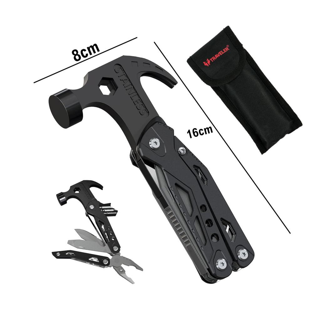Traveler 14 In 1 Multi Tool Emergency Hammer And Pliers Traveling Set