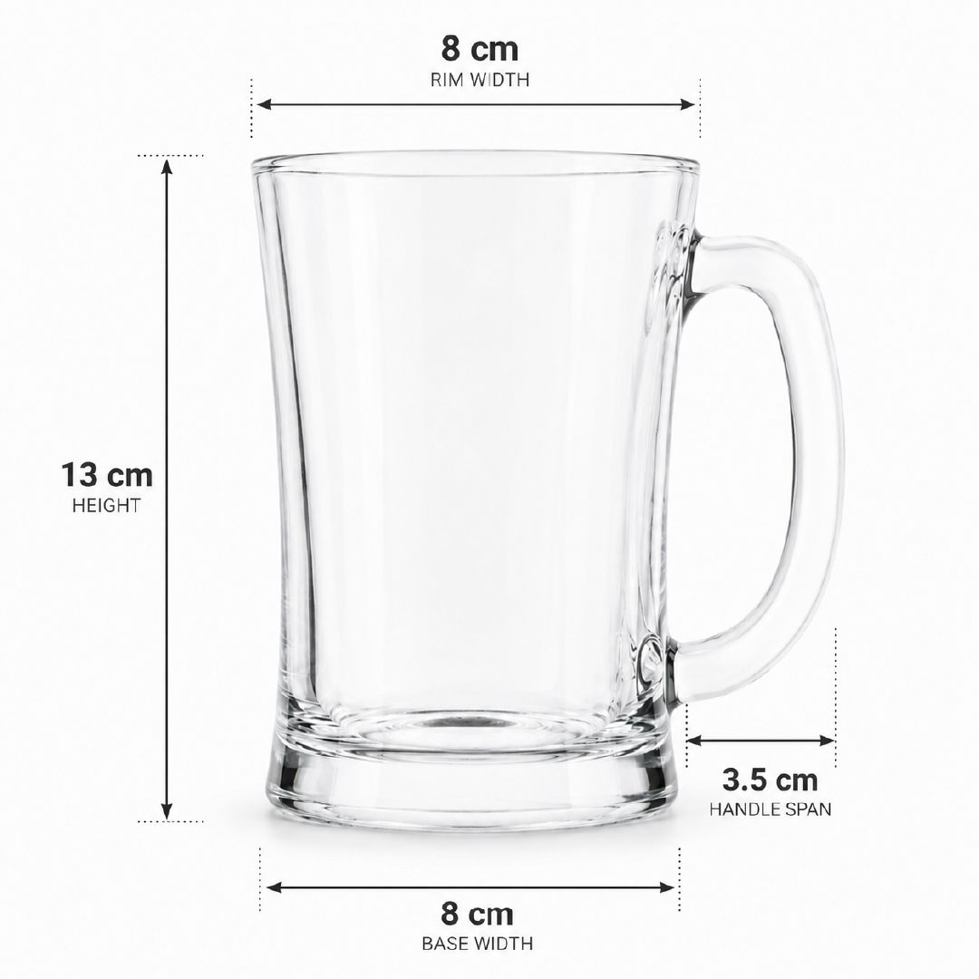 Next-Gen Clear Glass Beer Mug For Large Pours – 13 X 8Cm – Transparent